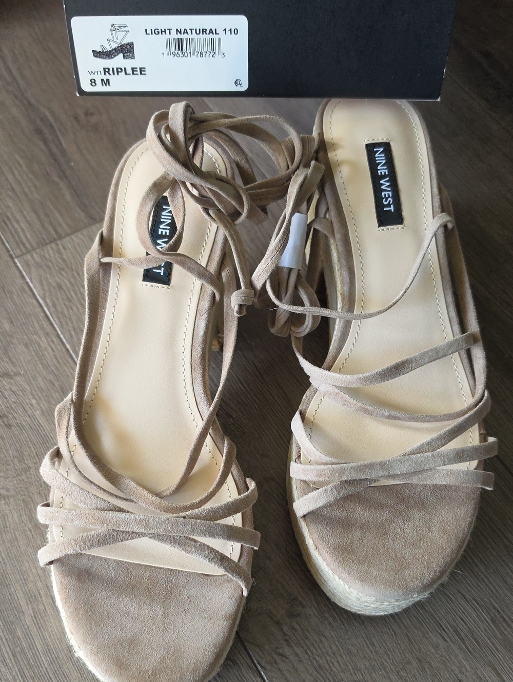 Nine West Light Natural Strappy Lace-Up Espadrille Sandals